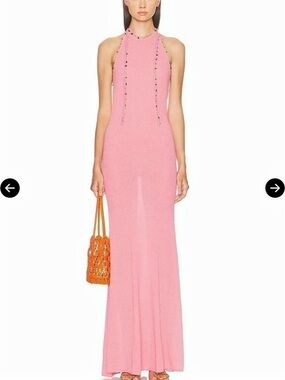Christopher Esber Embellished Knit Maxi Dress Pink